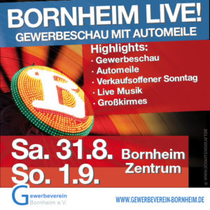 Bornheim lädt zu „Bornheim Live!“ ein am 31.8. und 1.9.2019